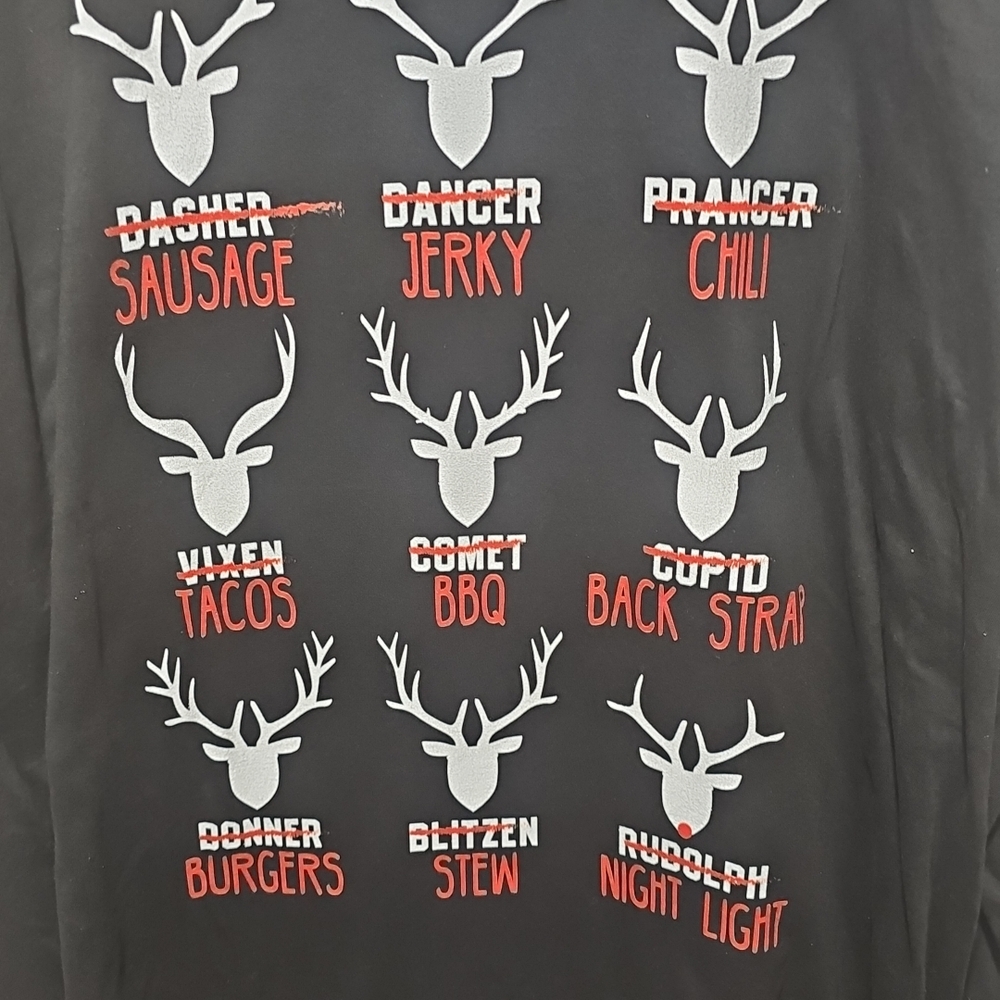 Ugly Christmas Shirt XL Hunter Butcher Meat BBQ Reindeer Deer Sweater Rudolph - Picture 2 of 4